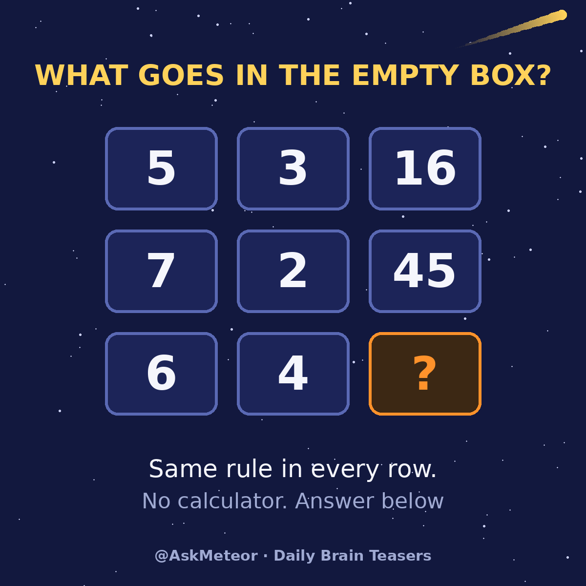 Number grid: rows 5, 3, 16 and 7, 2, 45 and 6, 4, ?